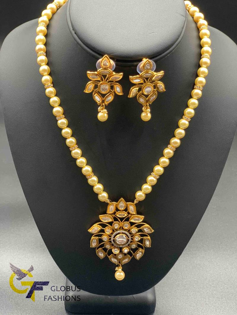 Natürliche Perlen Halskette/Echte Set Kundan Steine Party Wear Hochzeitsgeschenk Traditionelle von Globusfashions