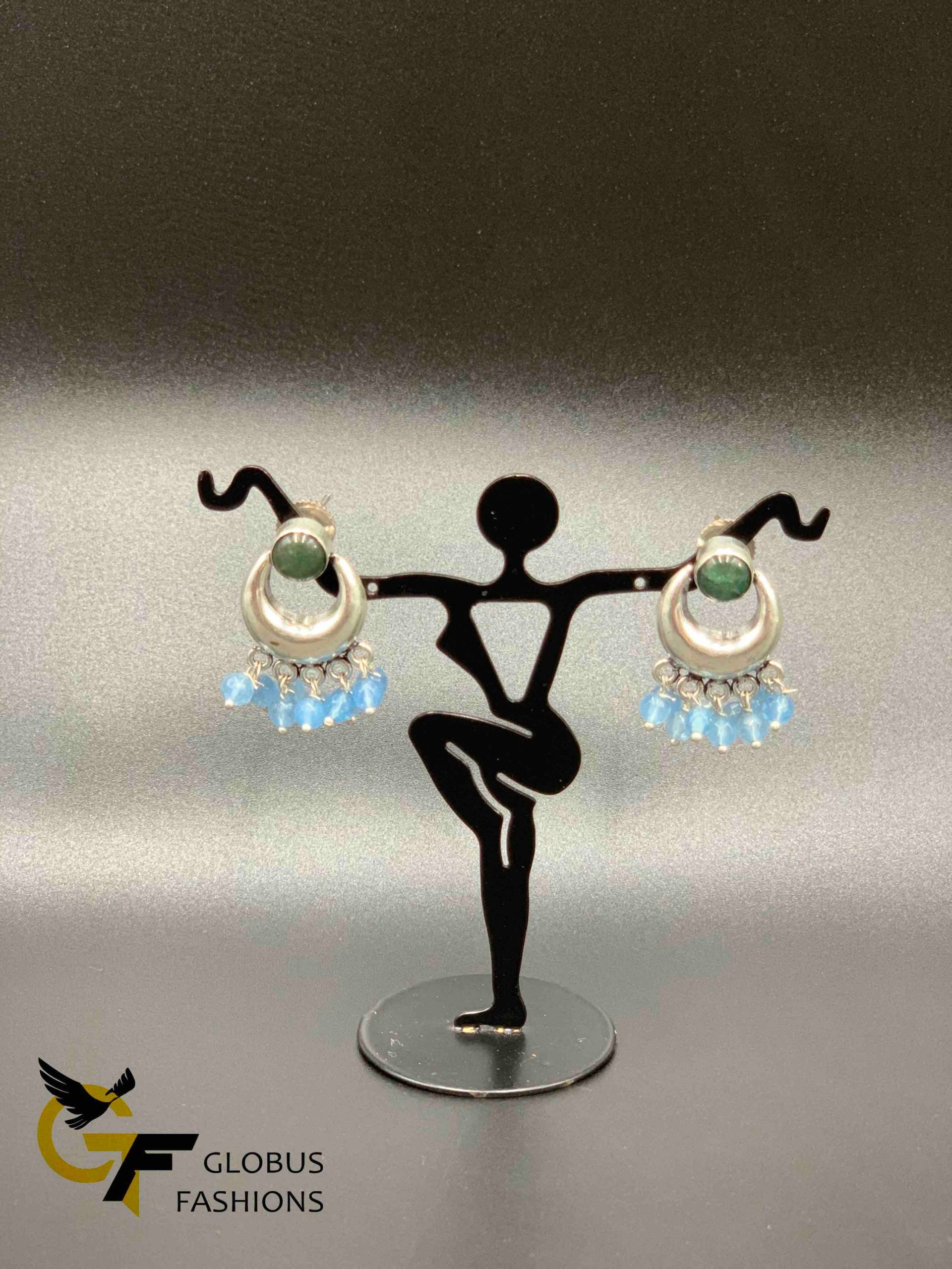 Oxidierte Deutsche Silber Ohrringe/ Party Wear Farbige Perlen Ohrringe von Globusfashions