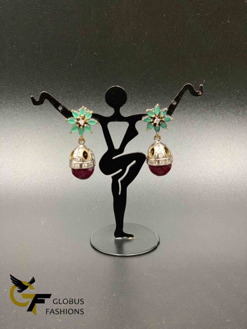 Smaragd Steine Ohrringe/Deutsche Silber Traditionelle von Globusfashions