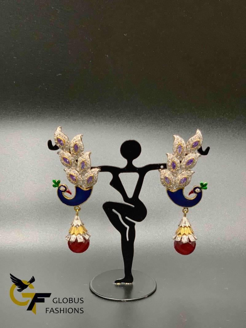 Wunderschöne Ohrringe in Pfauenoptik Aus Neusilber von Globusfashions