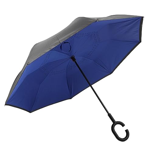 Glomora Inverted Stockschirme,Reverse Regenschirm Innovative Schirme Double Layer Umgedrehter Regenschirm mit C Griff für Männer und Frauen für regnerische Tage oder Sonnenschutz von Glomora