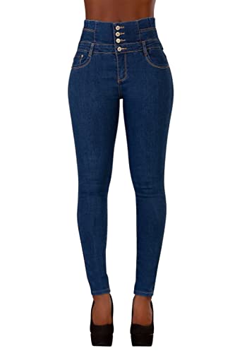 Glook Skinny Jeans Damen High Waist Stretch Hose Damen | Slim Fit Jeans Damen mit hohem Bund und Po-Pushup Effekt | Damen Jeans Stretch Hose (38, Blau 1) von Glook