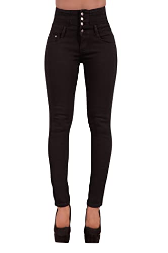 Glook Skinny Jeans Damen High Waist Stretch Hose Damen | Slim Fit Jeans Damen mit hohem Bund und Po-Pushup Effekt | Damen Jeans Stretch Hose (36, Schwarz) von Glook