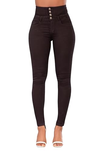 Glook Skinny Jeans Damen High Waist Stretch Hose | Slim Fit Jeans mit hohem Bund und Po-Pushup Effekt | Damen Jeans Stretch Hose (36, Schwarz 2) von Glook