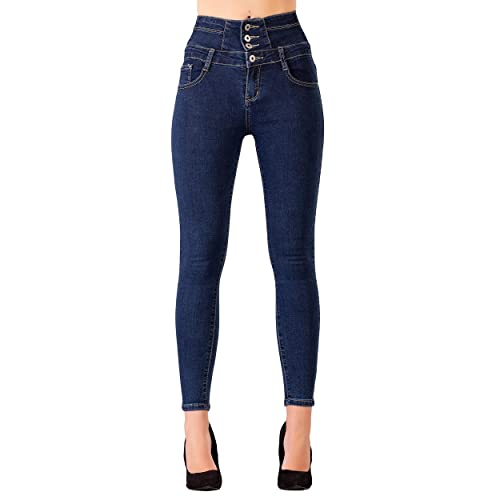 Glook Skinny Jeans Damen High Waist Stretch Hose Damen | Slim Fit Jeans Damen mit hohem Bund und Po-Pushup Effekt | Damen Jeans Stretch Hose (42, Hellblau 1) von Glook