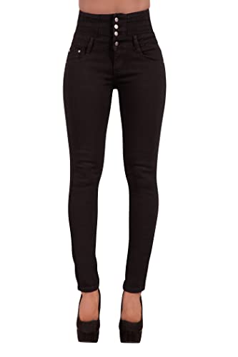 Glook Skinny Jeans Damen High Waist Stretch Hose | Slim Fit Jeans mit hohem Bund und Po-Pushup Effekt | Damen Jeans Stretch Hose (36, Schwarz) von Glook