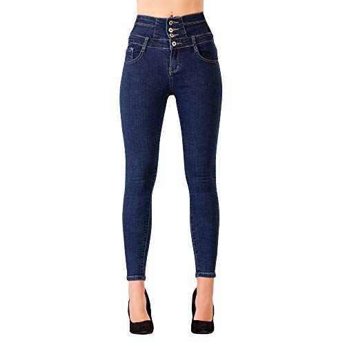 Glook Skinny Jeans Damen High Waist Stretch Hose Slim Fit mit hohem Bund und Po-Pushup Effekt (XXL, Hellblau 1) von Glook