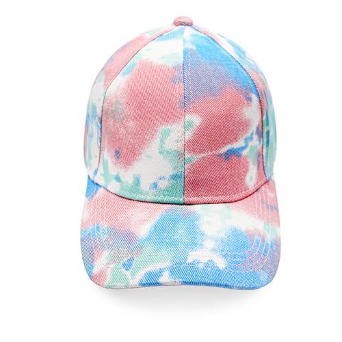 Damen Baseball Cap mit Batik Muster Sommer Cool Visor Cap Damen mit Batik Muster Klettverschluss Verstellbar Batic Dye Baseball Cap (DE/NL/SE/PL, Alphanumerisch, Einheitsgröße, 30014a12 Pinkblau) von Gloop
