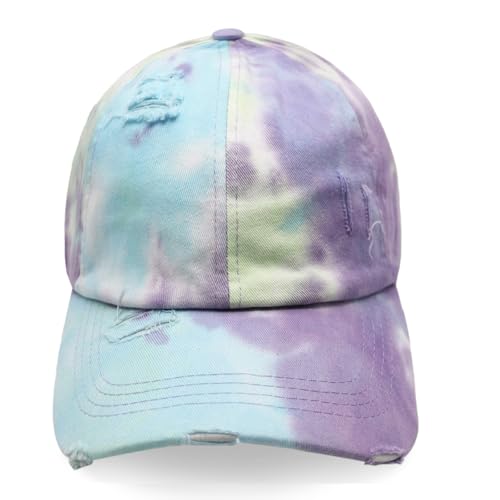 Damen Baseball Cap mit Batik Muster Sommer Cool Visor Cap Damen mit Batik Muster Klettverschluss Verstellbar Batic Dye Baseball Cap (DE/NL/SE/PL, Alphanumerisch, Einheitsgröße, 30014a16 Lilagelb) von Gloop