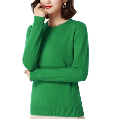Damen Einfarbig Langarm Pullover Casual Strickpullover Sweatshirt Feinstrick Pullover (DE/NL/SE/PL, Alphanumerisch, M, L, Regular, Regular, Gruen) von Gloop