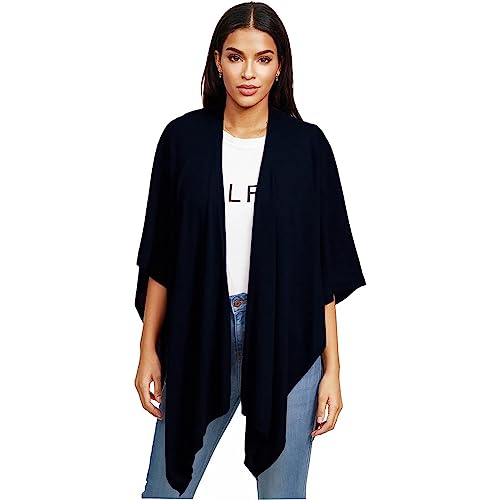 gloop Damen Poncho,Schal Pullover, Lange Strickjacke, Strickpullover, Mantel,XXL Umhängetuch,Tunika für Sommer und Winter, Schwarz, Einheitsgröße von Gloop