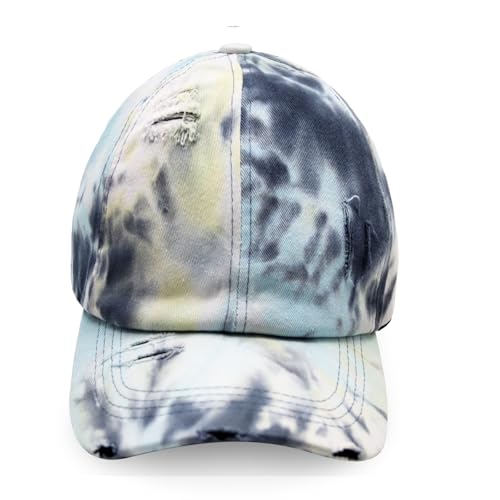 Gloop Damen Baseball Cap mit Batik Muster Sommer Cool Visor Cap Damen mit Batik Muster Klettverschluss Verstellbar Batic Dye Baseball Cap (DE/NL/SE/PL, Alphanumerisch, Einheitsgröße, Blaudunkelgrau) von Gloop