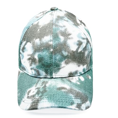 Gloop Damen Baseball Cap mit Batik Muster Sommer Cool Visor Cap Damen mit Batik Muster Klettverschluss Verstellbar Batic Dye Baseball Cap (DE/NL/SE/PL, Alphanumerisch, Einheitsgröße, Blaugruen) von Gloop