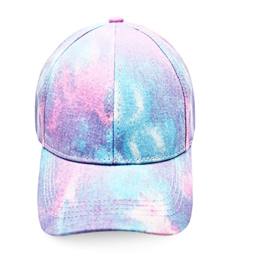 Gloop Damen Baseball Cap mit Batik Muster Sommer Cool Visor Cap Damen mit Batik Muster Klettverschluss Verstellbar Batic Dye Baseball Cap (DE/NL/SE/PL, Alphanumerisch, Einheitsgröße, Blaupink) von Gloop