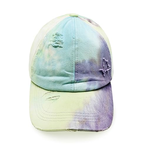 Gloop Damen Baseball Cap mit Batik Muster Sommer Cool Visor Cap Damen mit Batik Muster Klettverschluss Verstellbar Batic Dye Baseball Cap (DE/NL/SE/PL, Alphanumerisch, Einheitsgröße, Lilagelb) von Gloop