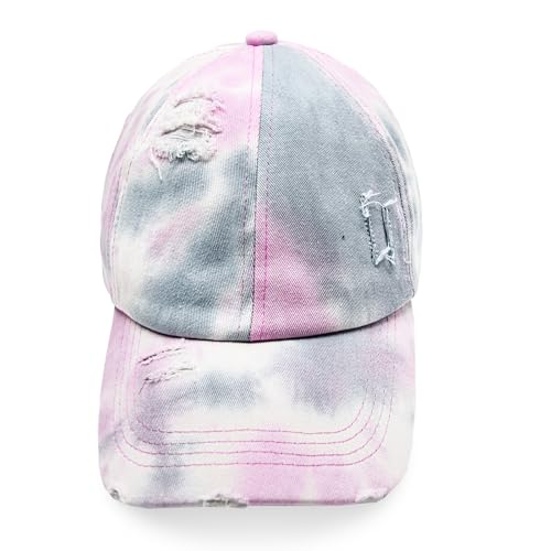 Gloop Damen Baseball Cap mit Batik Muster Sommer Cool Visor Cap Damen mit Batik Muster Klettverschluss Verstellbar Batic Dye Baseball Cap (DE/NL/SE/PL, Alphanumerisch, Einheitsgröße, Pinkgrau) von Gloop