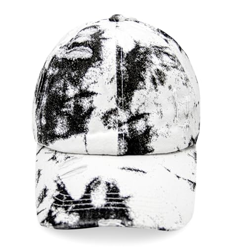 Gloop Damen Baseball Cap mit Batik Muster Sommer Cool Visor Cap Damen mit Batik Muster Klettverschluss Verstellbar Batic Dye Baseball Cap (DE/NL/SE/PL, Alphanumerisch, Einheitsgröße, Schwarzweiss) von Gloop