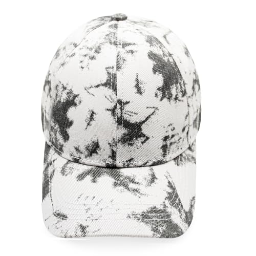 Gloop Damen Baseball Cap mit Batik Muster Sommer Cool Visor Cap Damen mit Batik Muster Klettverschluss Verstellbar Batic Dye Baseball Cap (DE/NL/SE/PL, Alphanumerisch, Einheitsgröße, Weissgrau) von Gloop