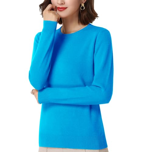Gloop Damen Einfarbig Langarm Pullover Casual Strickpullover Sweatshirt Feinstrick Pullover (DE/NL/SE/PL, Alphanumerisch, M, L, Regular, Regular, Babyblau) von Gloop