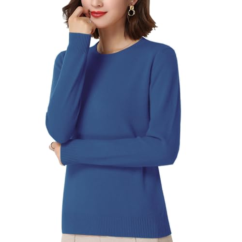 Gloop Damen Einfarbig Langarm Pullover Casual Strickpullover Sweatshirt Feinstrick Pullover (DE/NL/SE/PL, Alphanumerisch, M, L, Regular, Regular, Heidelbeerblau) von Gloop
