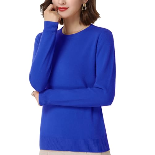 Gloop Damen Einfarbig Langarm Pullover Casual Strickpullover Sweatshirt Feinstrick Pullover (DE/NL/SE/PL, Alphanumerisch, S, Regular, Regular, Royalblau) von Gloop