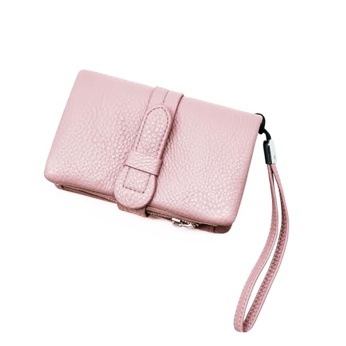 Gloop Damen Kunstleder Handgelenktasche Organizer Groß Telefon Scheckbuch Halter mit Reißverschlusstasche mit praktischen Fächern (Hellpink) von Gloop