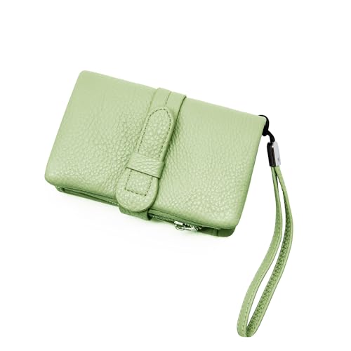 Gloop Damen Kunstleder Handgelenktasche Organizer Groß Telefon Scheckbuch Halter mit Reißverschlusstasche mit praktischen Fächern (Wassergruen) von Gloop