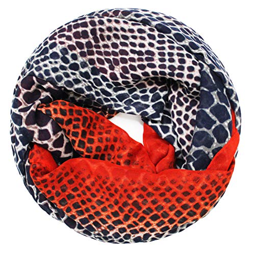 Gloop Damen Schal Loop Schal Feinstrick Loop mit Ethno Punkte Muster (Rot blau) von Gloop