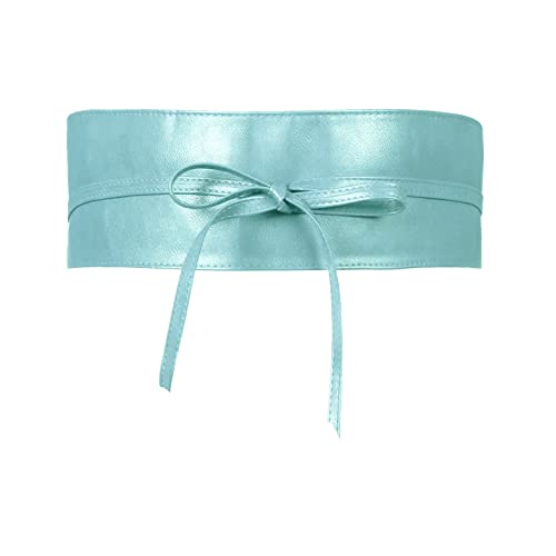 Gloop Damen Mädchen Breiter Taillengürtel Hüftgürtel Bindegürtel Wickelgürtel Kleid Klassisch Schnüren (Hellblau 18904a6) von Gloop