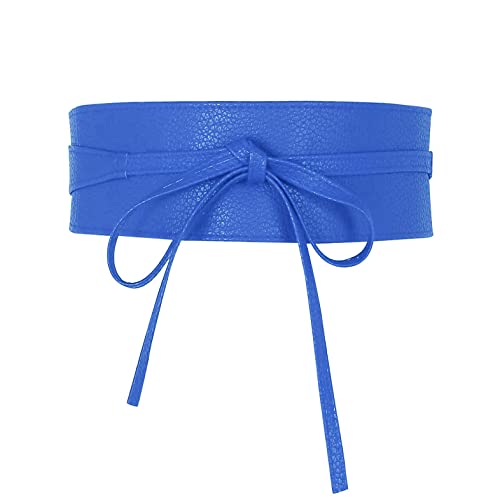 Gloop Damen Mädchen Gürtel Breiter Taillengürtel Hüftgürtel Bindegürtel Breiter Wickelgürtel Kleid Gürtel klassich Schnüren Gürtel (Blau 18902a24) von Gloop
