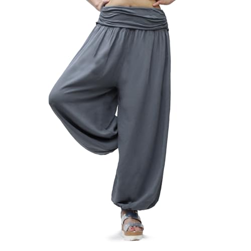 Gloop Damen Pumphose Haremhose Freizeithose Sommerhose Hose in Blumen Muster oder UniFarben HS201701, Dunkel Grau 13090a5, M/L Gloop Damen Pumphose Haremhose Freizeithose Sommerhose Hose in Blumen Muster oder UniFarben HS201701, Dunkel Grau 13090a5, M/L von Gloop