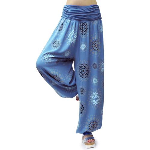 Gloop Damen Pumphose Haremhose Freizeithose Sommerhose Hose in Blumen Muster oder UniFarben HS201715, Jeansblau13024a27.1, XL/XXXL Gloop Damen Pumphose Haremhose Freizeithose Sommerhose Hose in Blumen Muster oder UniFarben HS201715, Jeansblau13024a27.1, XL/XXXL von Gloop