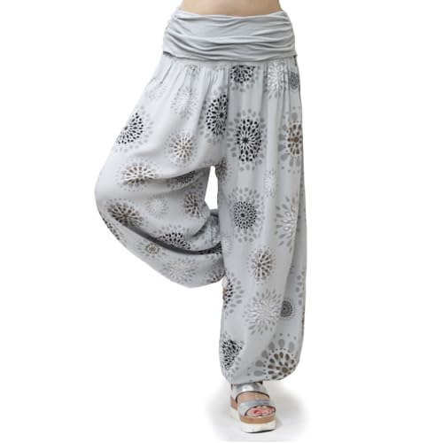Gloop Damen Pumphose Haremhose Freizeithose Sommerhose Hose in Blumen Muster oder UniFarben HS201718, Hellgrau 13024a29.1, M/L Gloop Damen Pumphose Haremhose Freizeithose Sommerhose Hose in Blumen Muster oder UniFarben HS201718, Hellgrau 13024a29.1, M/L von Gloop