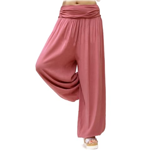 Gloop Damen Pumphose Haremhose Freizeithose Sommerhose Hose in Blumen Muster oder UniFarben HS201701 (DE/NL/SE/PL, Alphanumerisch, XL, 3XL, Regular, Regular, Mauve 13090a45) von Gloop