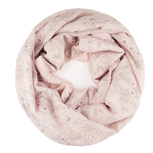 Gloop Damen Schal Eule Eulen Rundschal leichter Loop schal Schlauchschal Tuch (Hellpink) von Gloop