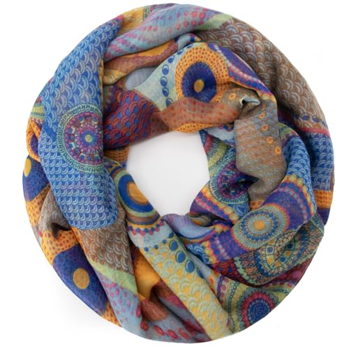 Gloop Damen Schal Loop Schal Feinstrick Loop mit Ethno Punkte Muster von Gloop