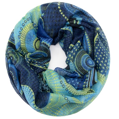 Gloop Damen Schal Loop Schal Feinstrick Loop mit Ethno Punkte Muster von Gloop