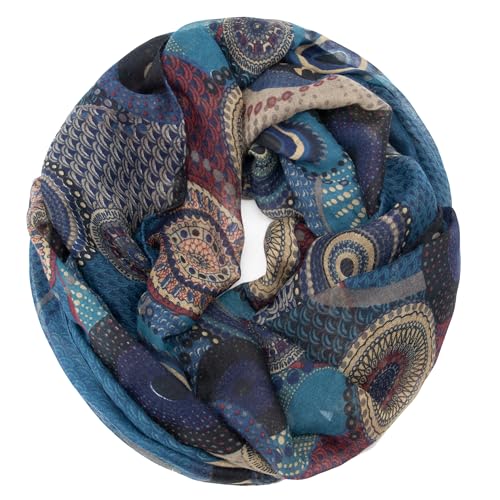 Gloop Damen Schal Loop Schal Feinstrick Loop mit Ethno Punkte Muster von Gloop
