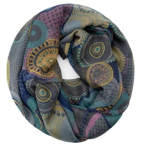 Gloop Damen Schal Loop Schal Feinstrick Loop mit Ethno Punkte Muster von Gloop