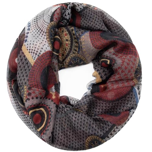 Gloop Damen Schal Loop Schal Feinstrick Loop mit Ethno Punkte Muster von Gloop