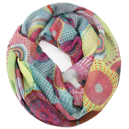 Gloop Damen Schal Loop Schal Feinstrick Loop mit Ethno Punkte Muster von Gloop