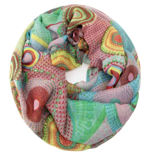Gloop Damen Schal Loop Schal Feinstrick Loop mit Ethno Punkte Muster von Gloop