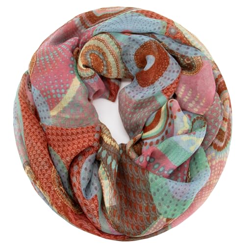 Gloop Damen Schal Loop Schal Feinstrick Loop mit Ethno Punkte Muster von Gloop