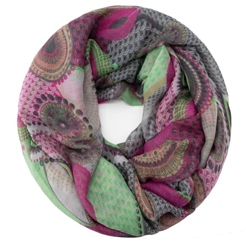 Gloop Damen Schal Loop Schal Feinstrick Loop mit Ethno Punkte Muster von Gloop