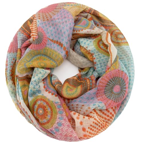 Gloop Damen Schal Loop Schal Feinstrick Loop mit Ethno Punkte Muster von Gloop