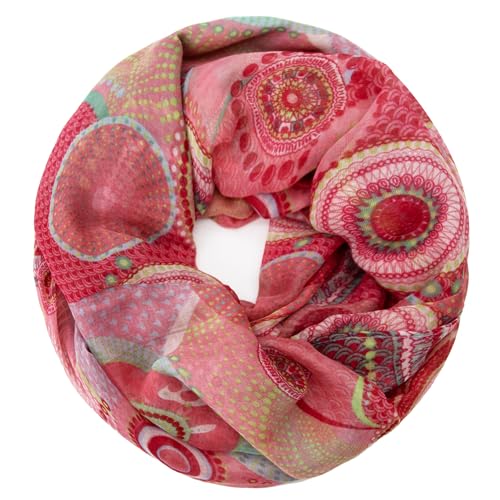 Gloop Damen Schal Loop Schal Feinstrick Loop mit Ethno Punkte Muster von Gloop