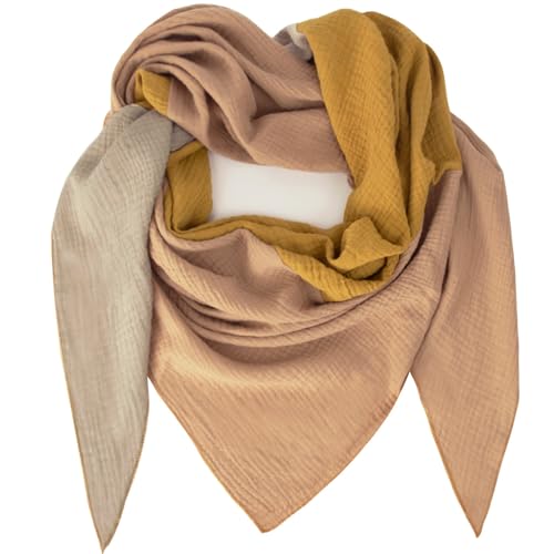 Gloop Damen XXL Strick Dreieck Schal Halstuch Baumwolle Dreieckstuch Musselin Ohne Kratze an Haut Made in Italy von Gloop