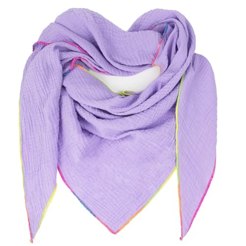 Gloop Damen Schal XXL Dreieckstuch Damen Dreieck Schal Halstuch Baumwolle Musselin Poncho ohne Kratze an Haut Hergestellt in Italien 135 cm×135 cm×220 cm (02678a23-Helllila) von Gloop