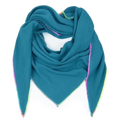 Gloop Damen Schal XXL Dreieckstuch Damen Dreieck Schal Halstuch Baumwolle Musselin Poncho ohne Kratze an Haut Hergestellt in Italien 135 cm×135 cm×220 cm von Gloop