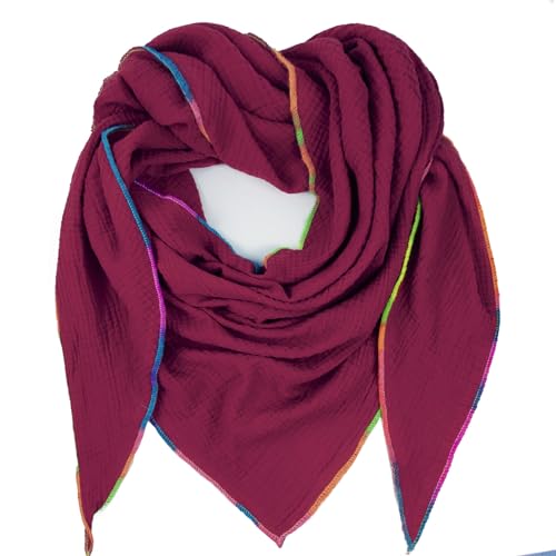 Gloop Damen Schal XXL Dreieckstuch Damen Dreieck Schal Halstuch Baumwolle Musselin Poncho ohne Kratze an Haut Hergestellt in Italien 135 cm×135 cm×220 cm von Gloop
